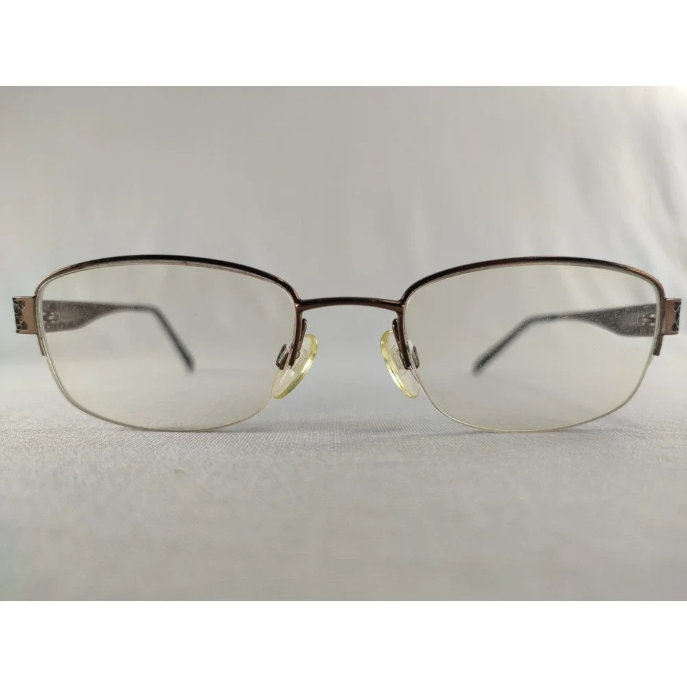 ELLE EL13430‎ BR Womens Eyeglasses Frame Brown Metal Semi-Rimless 50-19-135